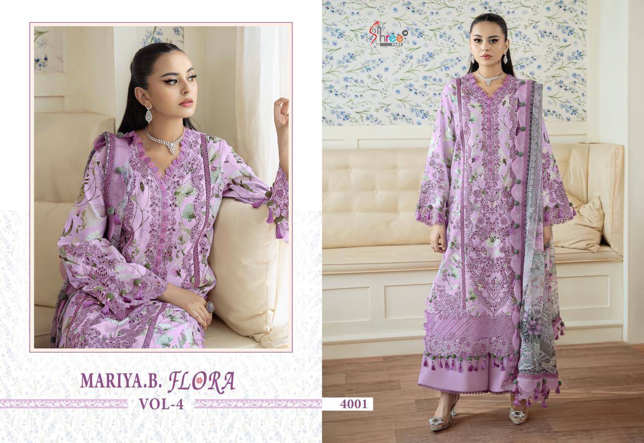 MARIYA B LUXURY LAWN COLLECTION VOL-4 by Shree fabs 4241 TO 4246 SERIES Pakistani Stylish Embroidered pure cotton COLLECTION At Wholesale Price